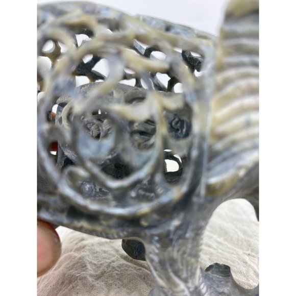 Indian Hand Carved Soapstone Elephant Undercut Double Layered Home Decor - Picture 8 of 11